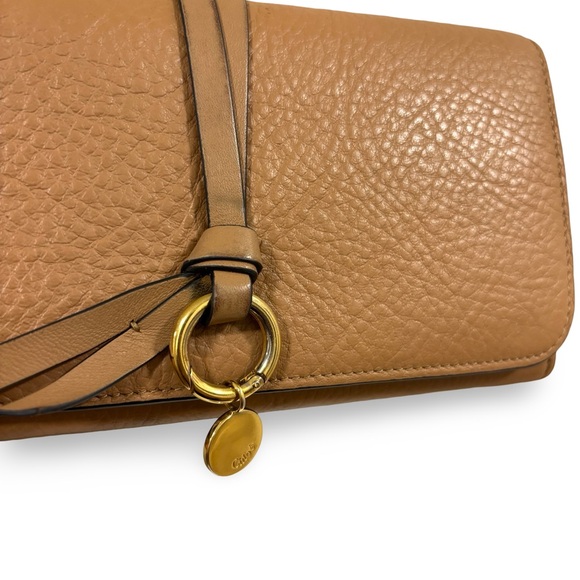 Chloé Alphabet Letter Continental Long Wallet In Grained Leather Light Tan Chloe - Picture 7 of 8
